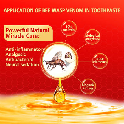 10% Nano-Hydroxyapatite Bee Wasp Venom Toothpaste for Remineralizing Enamel & Sensitive Relief,Gingivitis Bleeding Gum Treatment, Fights Plaque,Whitening Teeth - 120MIN Fresh Breath